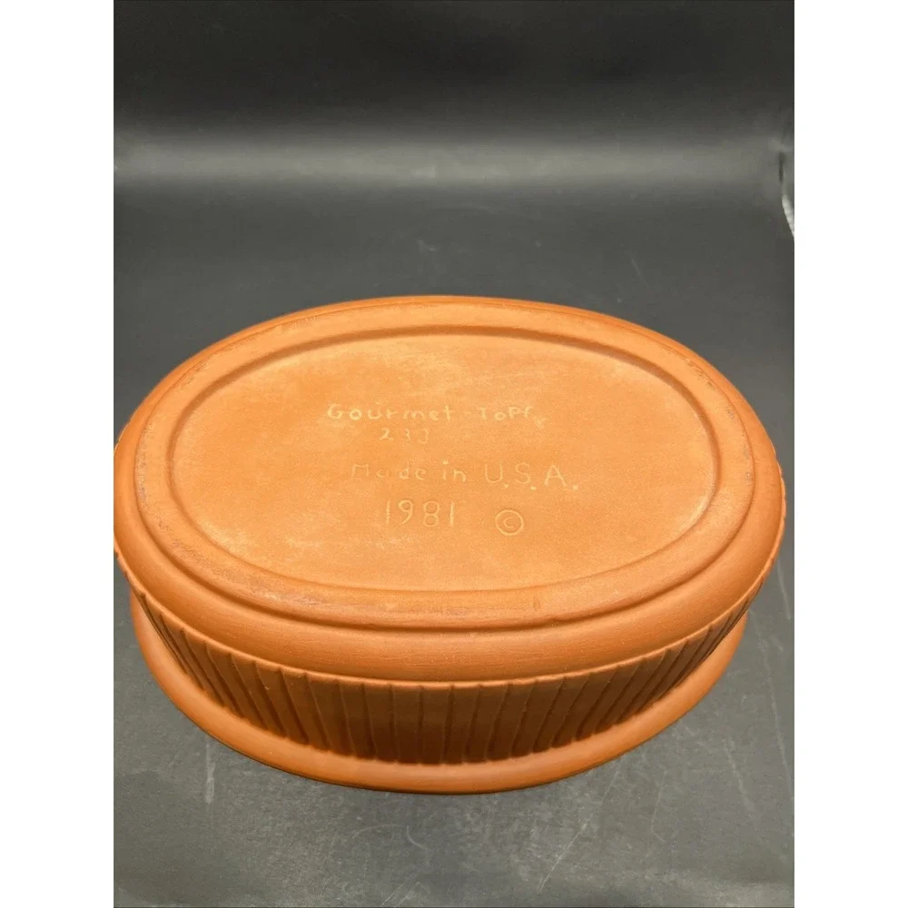Vtg 1981 Gourmet Topf 233 Unglazed Terracotta Chicken Baker Roaster Hen on Nest